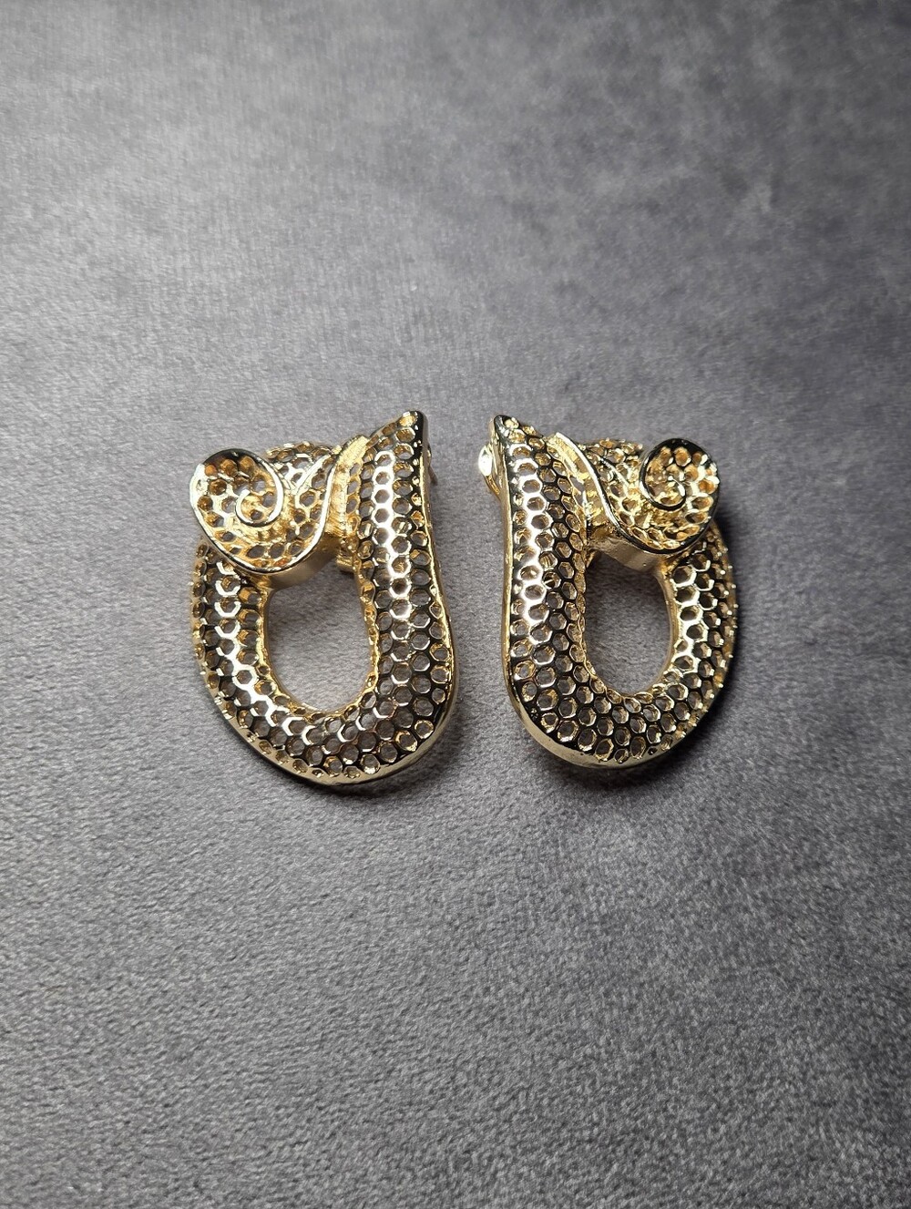 14K Yellow Gold Plated Textured Swirl Hoop Earrings